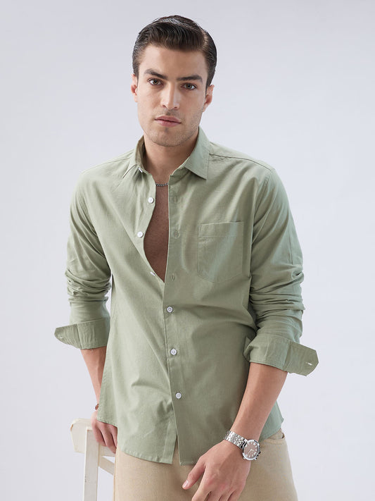 Misty Olive Slub Weave Everyday Shirt