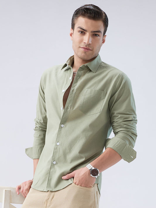 Misty Olive Slub Weave Everyday Shirt