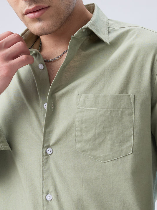 Misty Olive Slub Weave Everyday Shirt
