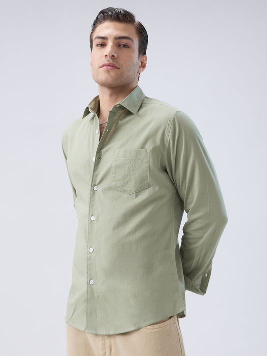 Misty Olive Slub Weave Everyday Shirt