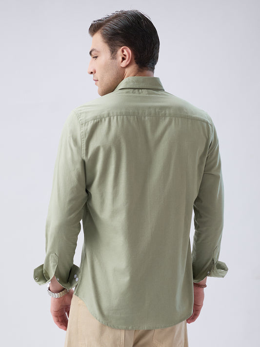 Misty Olive Slub Weave Everyday Shirt