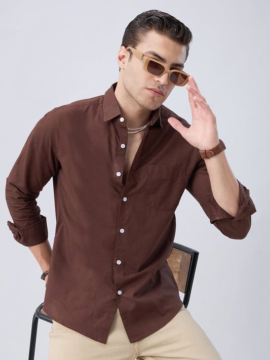Coffee Brown Slub Weave Everyday Shirt
