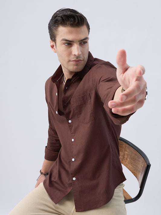 Coffee Brown Slub Weave Everyday Shirt