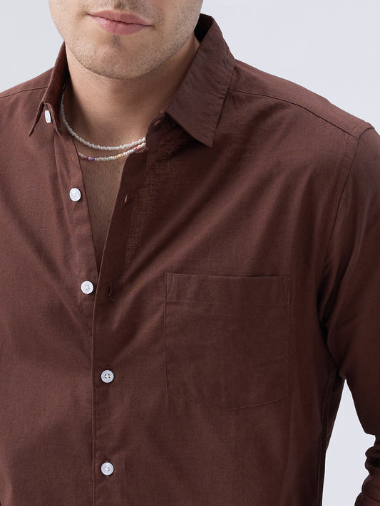Coffee Brown Slub Weave Everyday Shirt