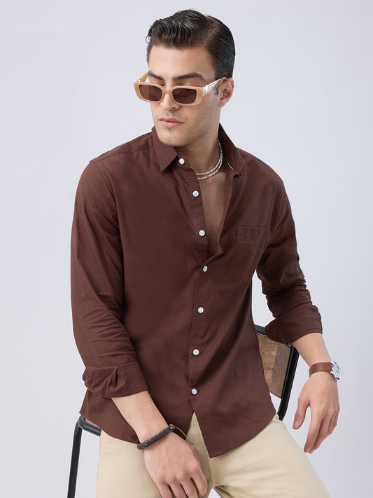 Coffee Brown Slub Weave Everyday Shirt