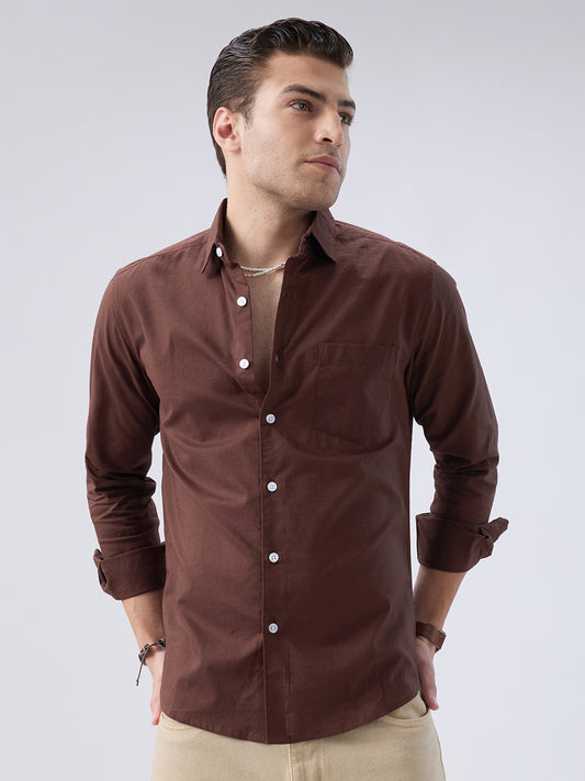 Coffee Brown Slub Weave Everyday Shirt