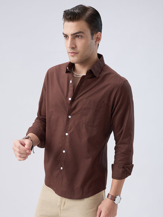 Coffee Brown Slub Weave Everyday Shirt