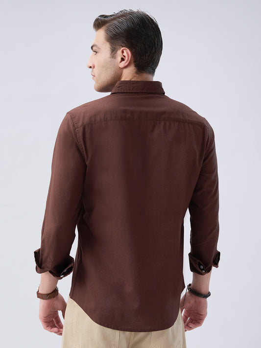 Coffee Brown Slub Weave Everyday Shirt