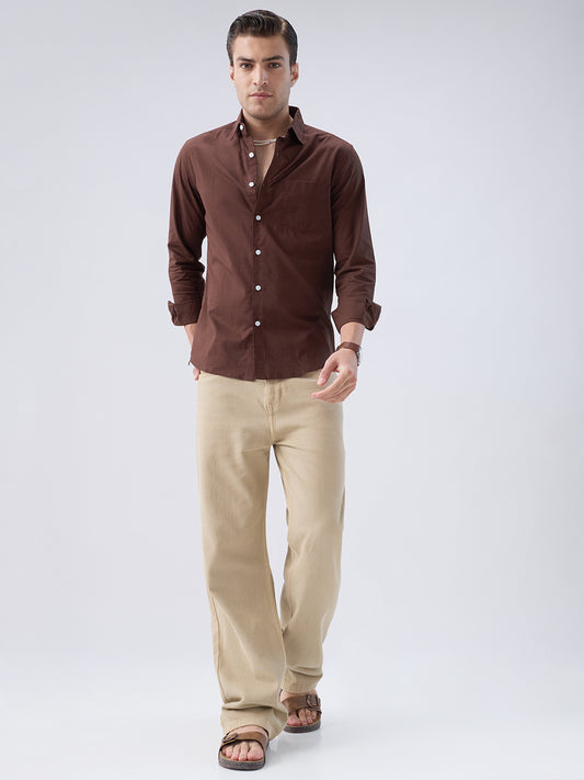 Coffee Brown Slub Weave Everyday Shirt