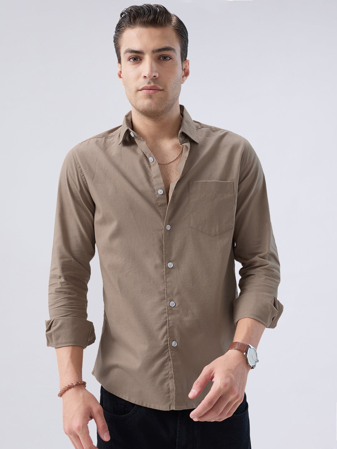 Classic Khaki Slub Weave Everyday Shirt