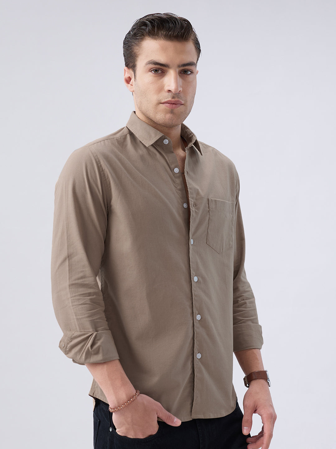 Classic Khaki Slub Weave Everyday Shirt