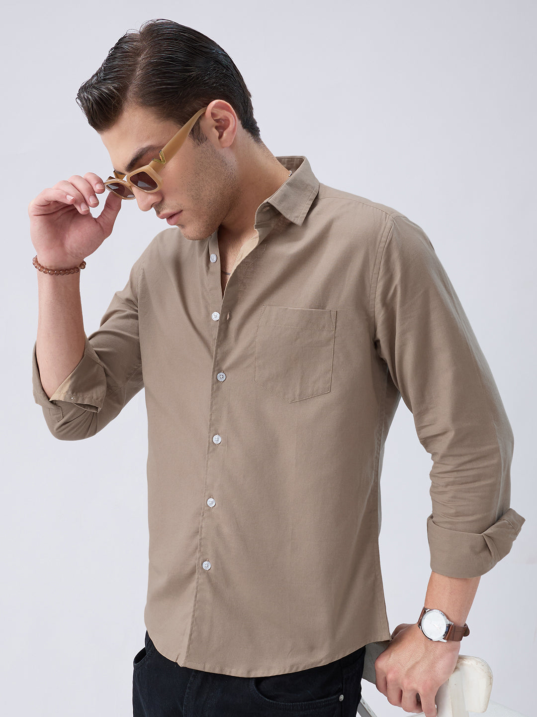 Classic Khaki Slub Weave Everyday Shirt