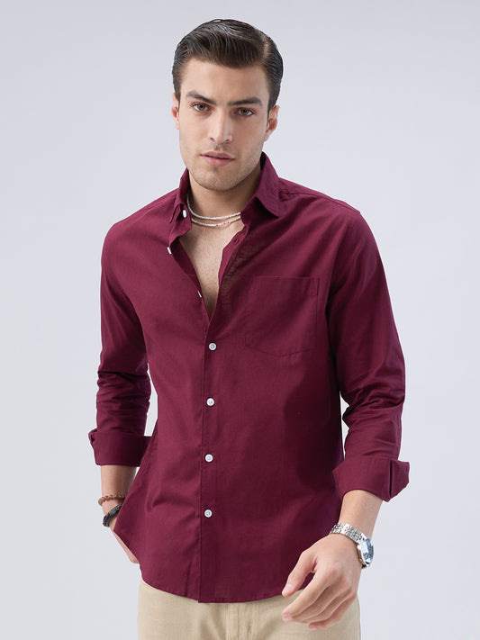 Deep Maroon Slub Essence Shirt