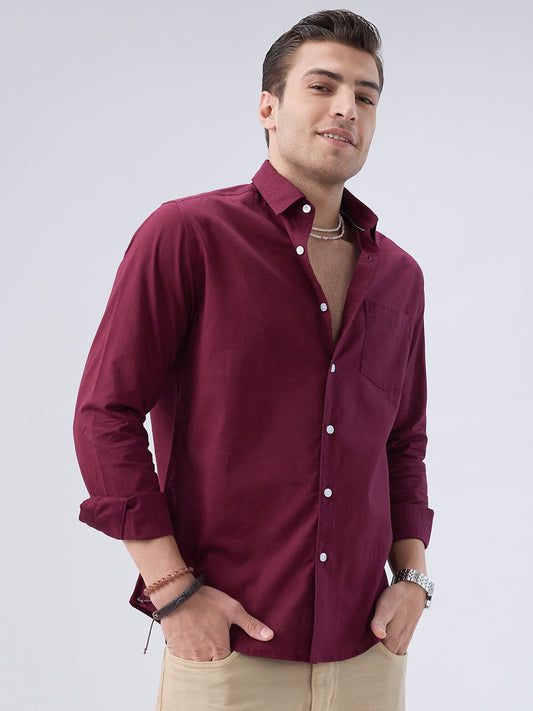 Deep Maroon Slub Essence Shirt