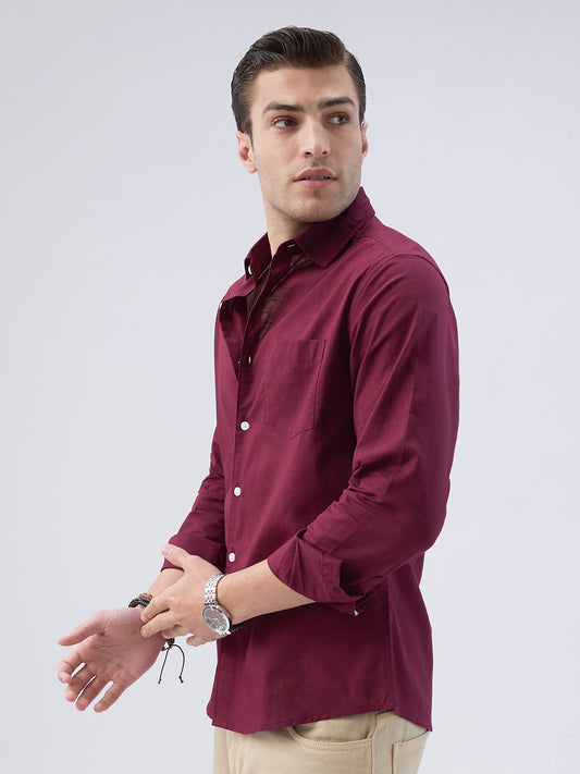 Deep Maroon Slub Essence Shirt