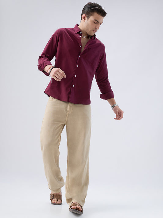 Deep Maroon Slub Essence Shirt