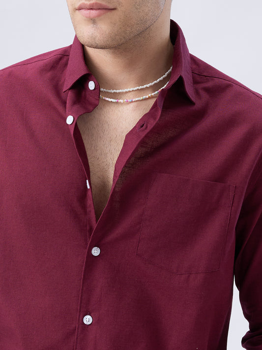 Deep Maroon Slub Essence Shirt