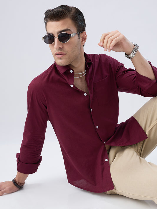 Deep Maroon Slub Essence Shirt