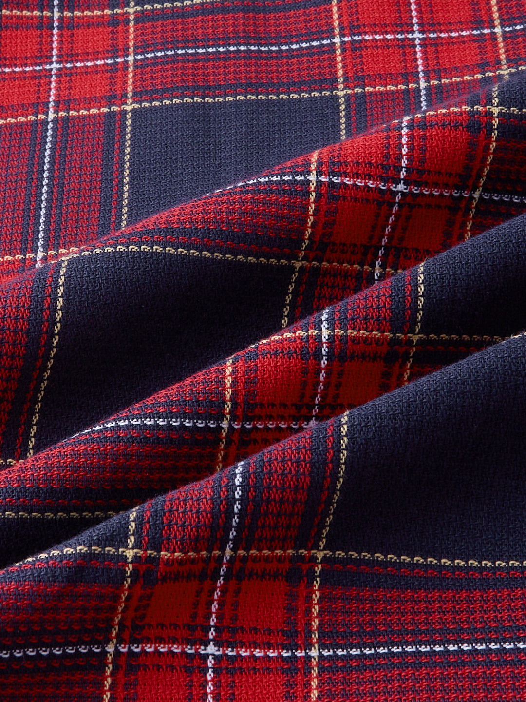 Majestic Red & Navy Tartan Checkered Twin Pocket Shirt