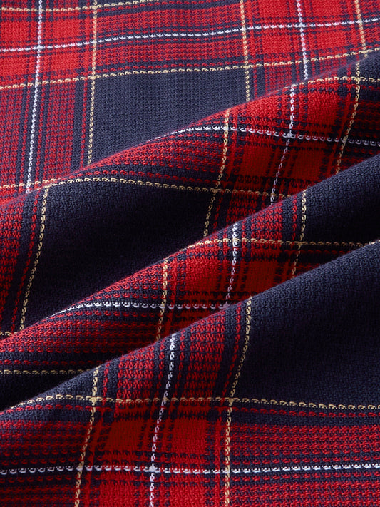 Majestic Red & Navy Tartan Checkered Twin Pocket Shirt