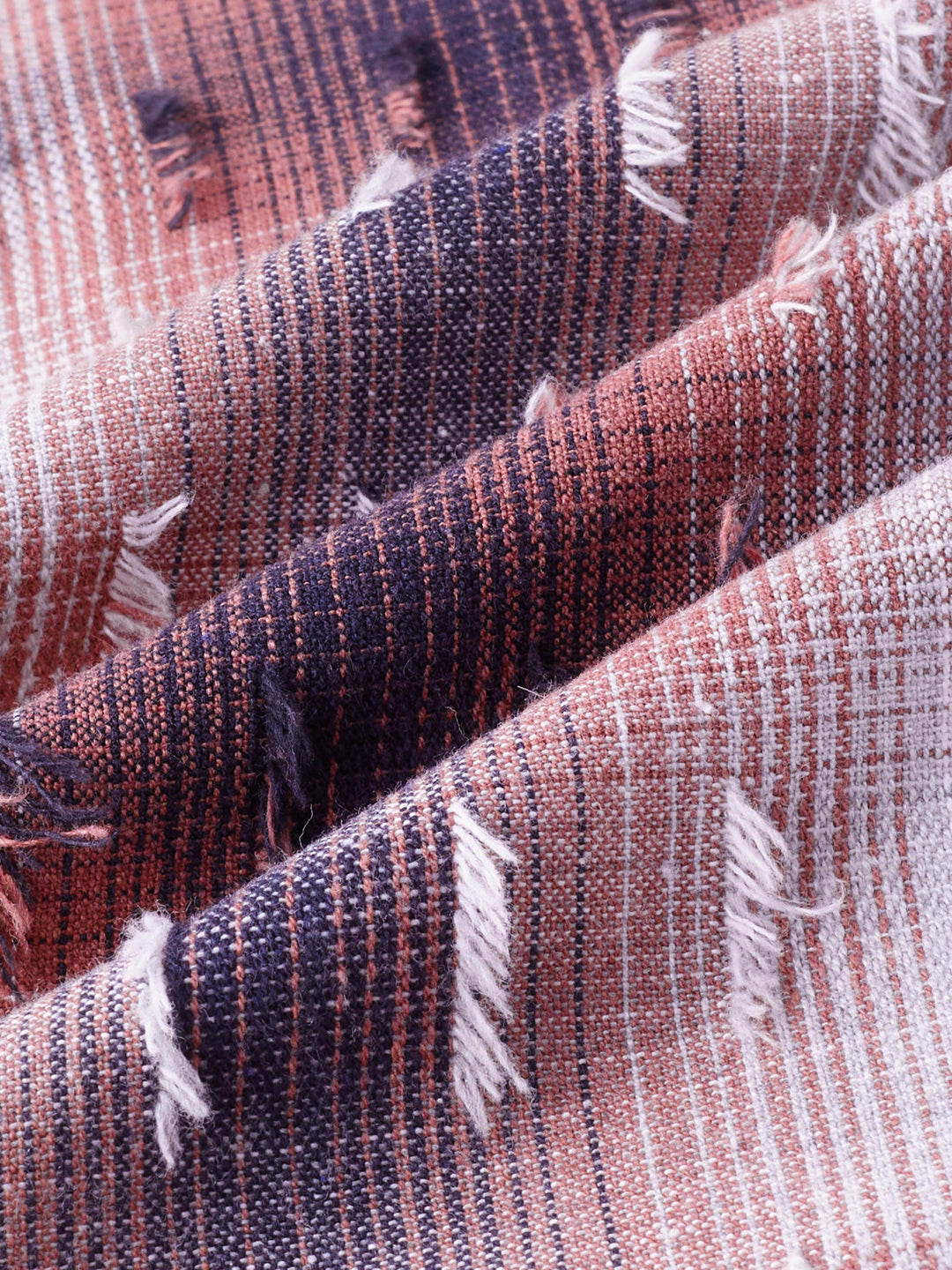 Dusty Red & Grey Distressed Checks Boxy Fit Crop Shirt