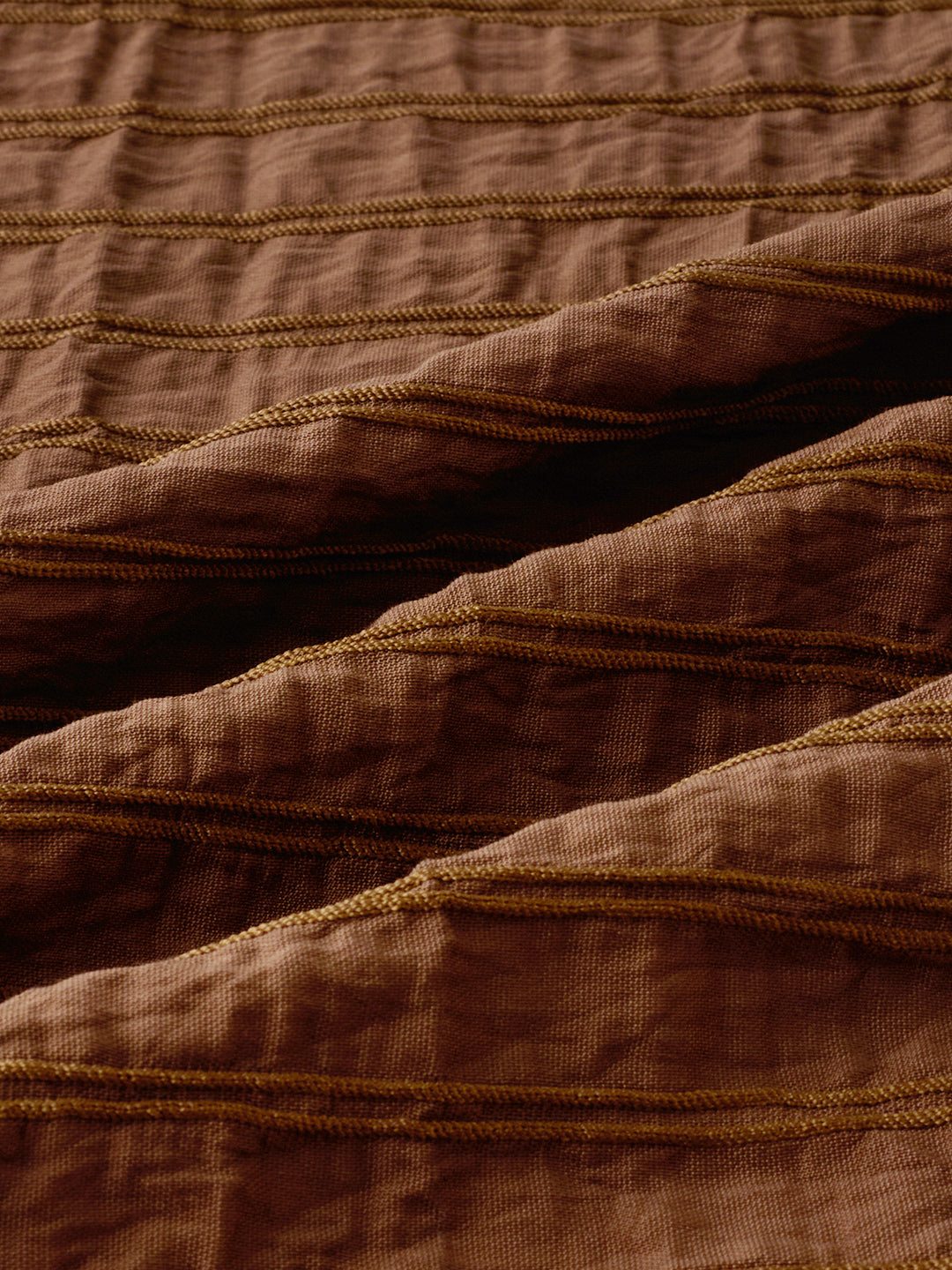 Brown Horizontal Stripes Textured Crinkled Shirt
