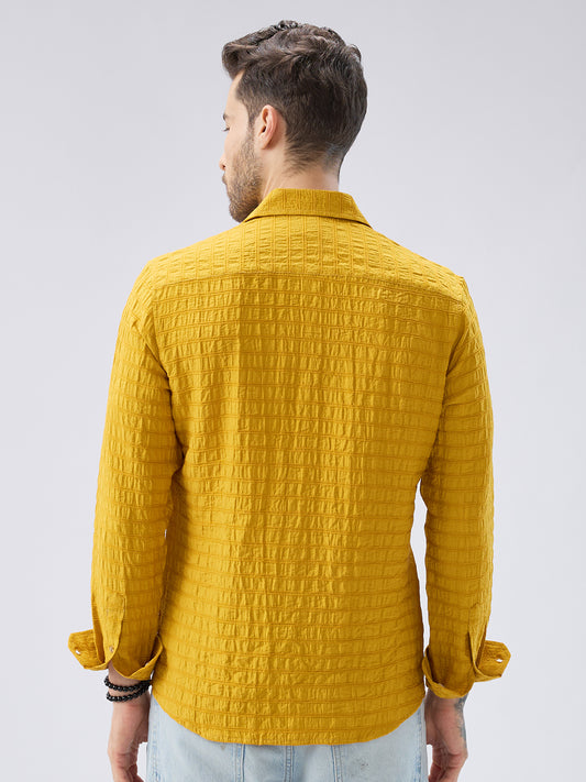 Sunlit Mustard Crinkled Jacquard Shirt