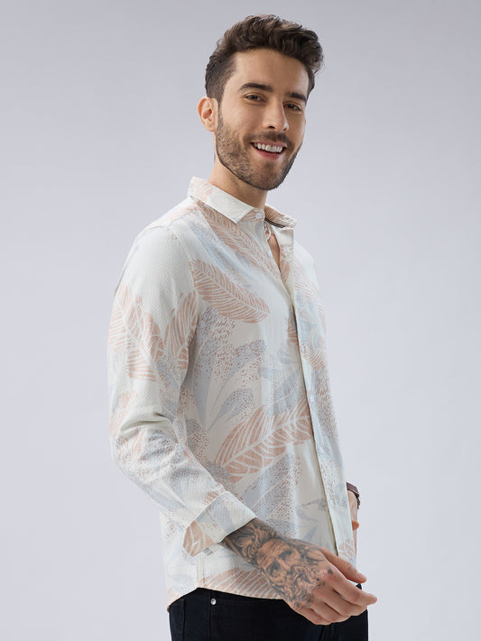 Tropical Escape Off-White Printed Shirt