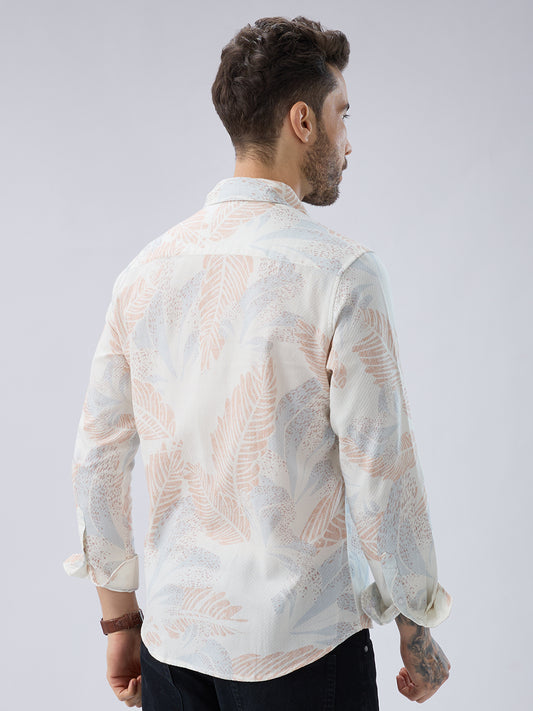 Tropical Escape Off-White Printed Shirt