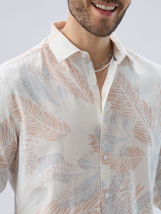Tropical Escape Off-White Printed Shirt
