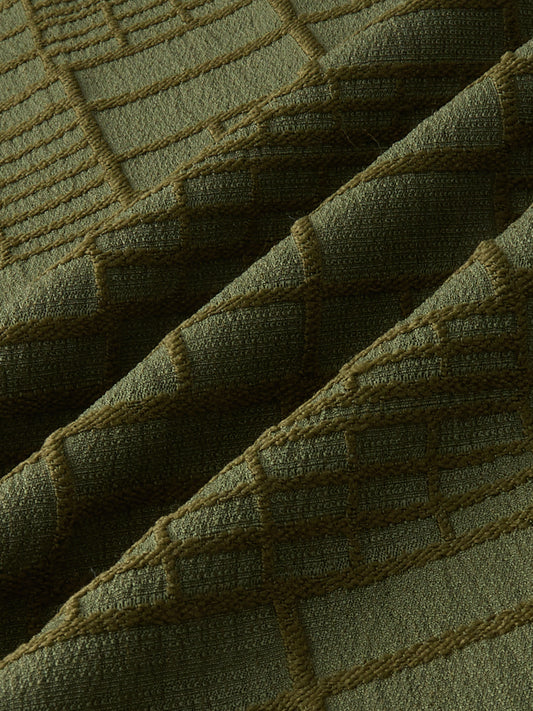 Moss Green Architectural Jacquard Weave Shirt