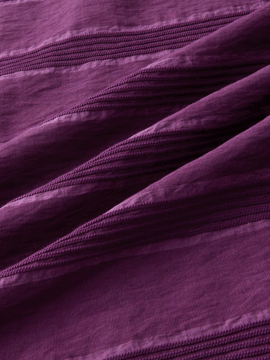 Crushed Wine Textured Oversized Boxy Fit Crop Shirt