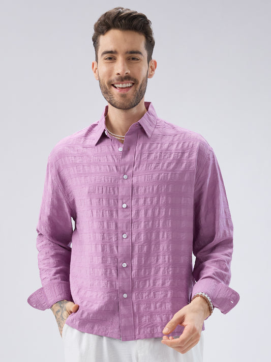 Royal Hopbush Purple Horizontal Textured Crinkled Shirt