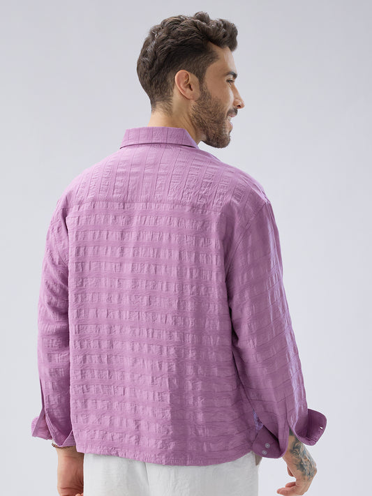Royal Hopbush Purple Horizontal Textured Crinkled Shirt