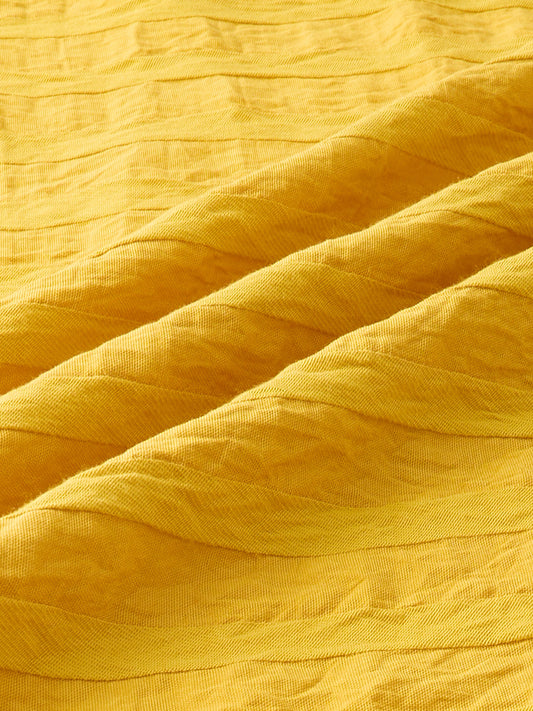 Golden Hour Textured Side-Slit Button Oversized Crop Shirt