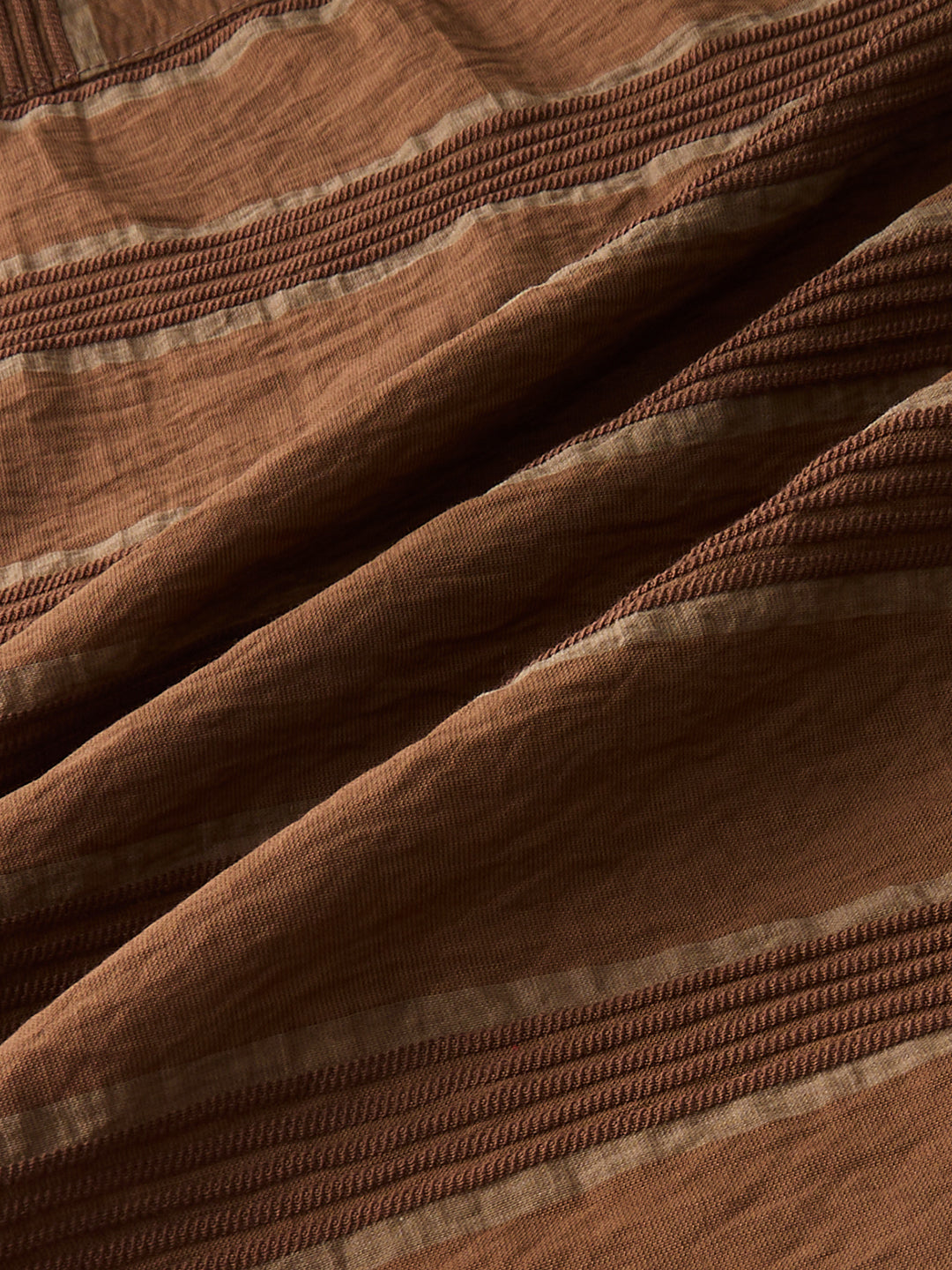 Coffee Brown Textured Boxy Fit Crop Shirt