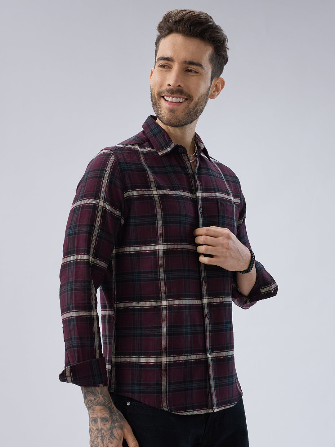 Vintage Maroon Plaid Checks Everyday Shirt