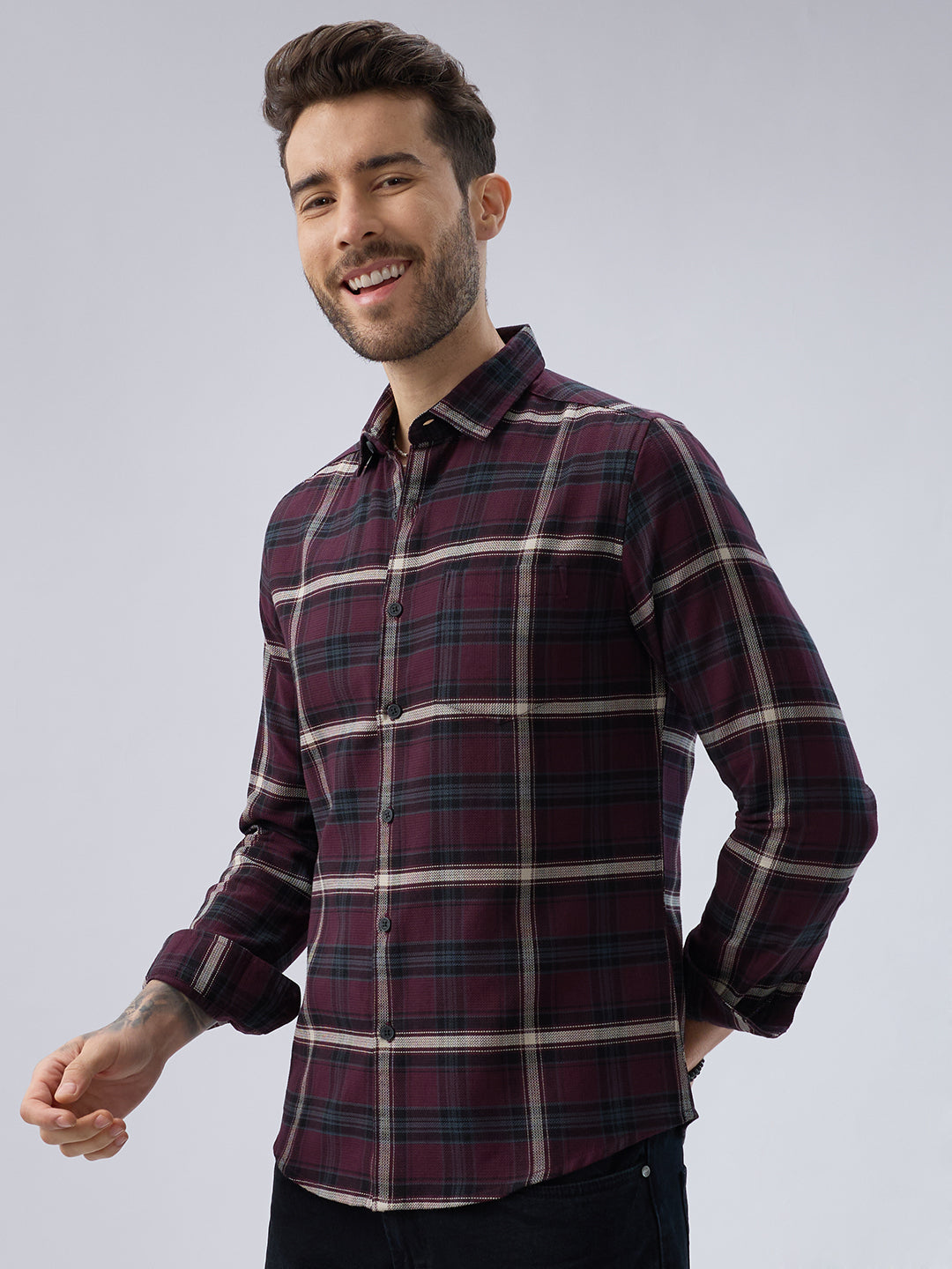 Vintage Maroon Plaid Checks Everyday Shirt