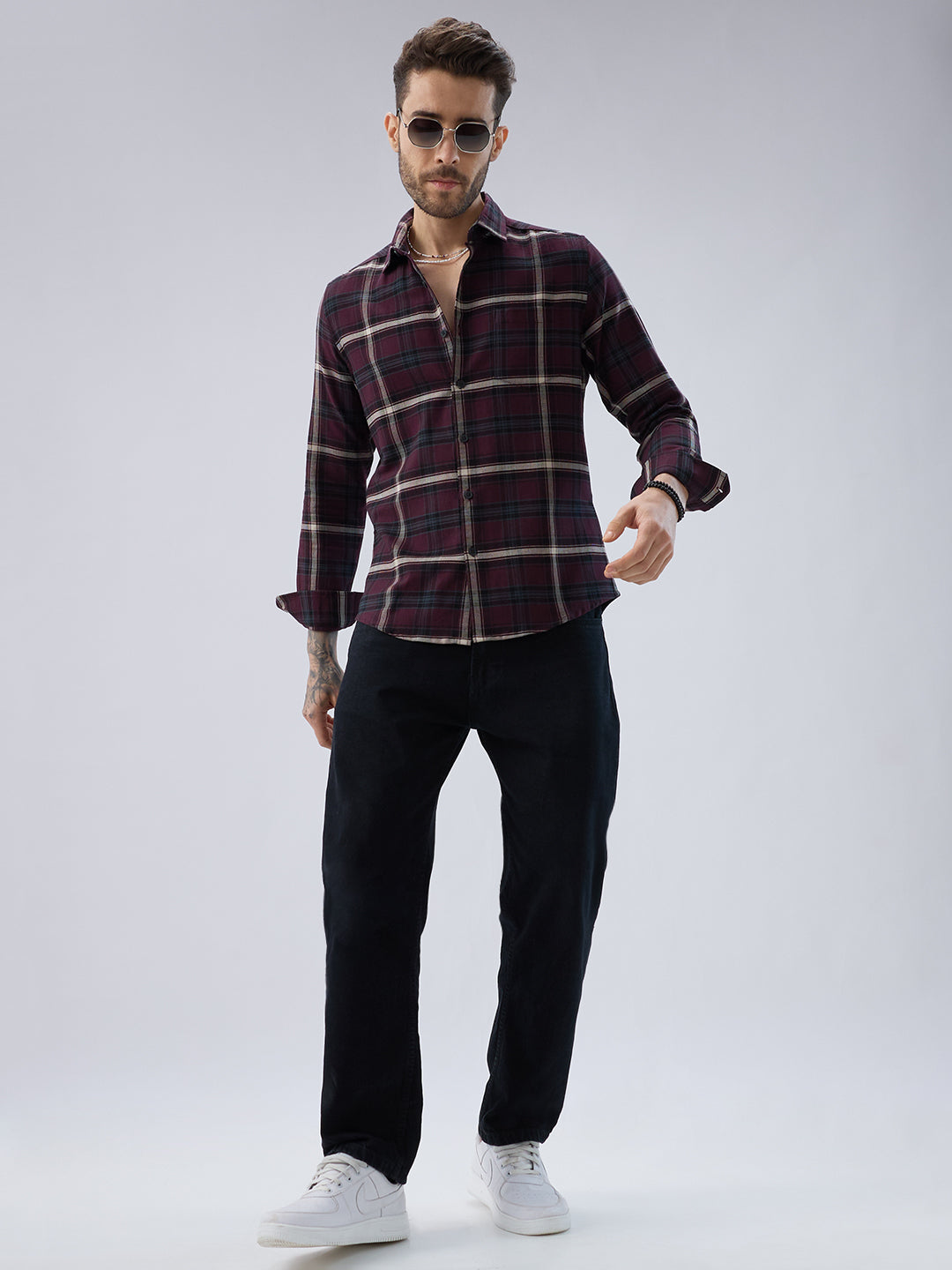 Vintage Maroon Plaid Checks Everyday Shirt