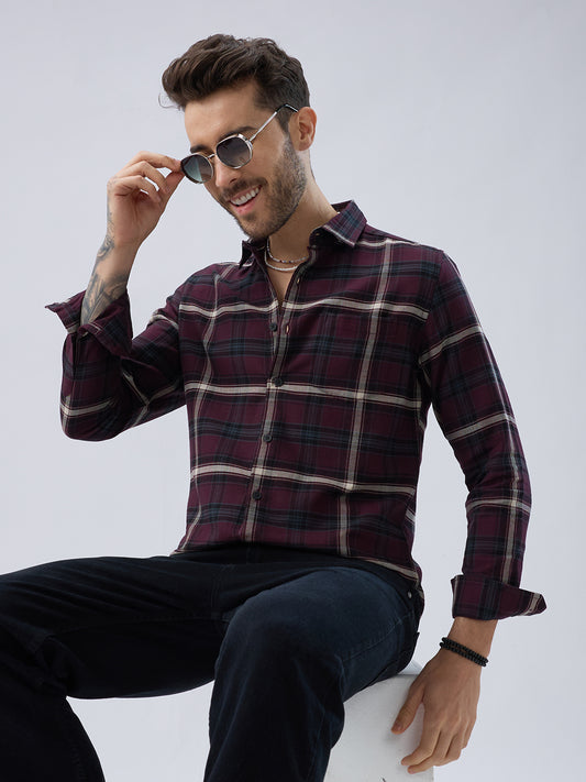 Vintage Maroon Plaid Checks Everyday Shirt