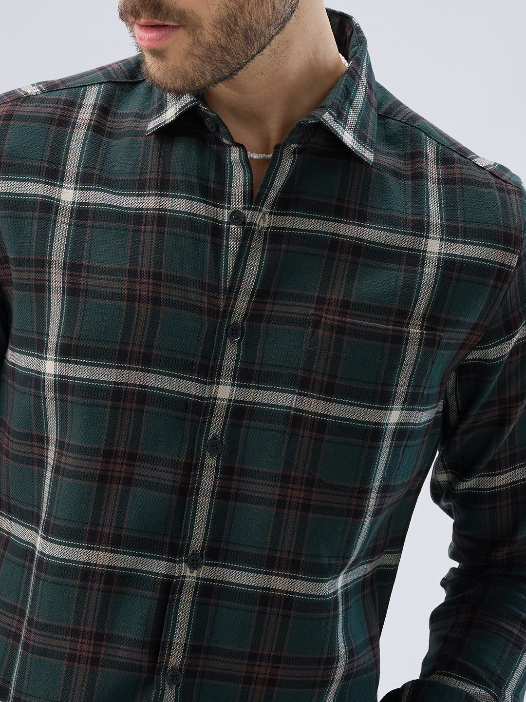 Premium Cotton Vintage Emerald Green Plaid Checks Shirt