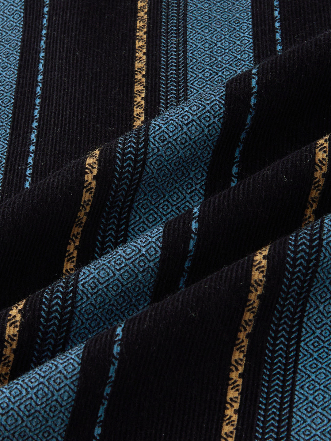 Deep Blue Embellished Corduroy Striped Shirt