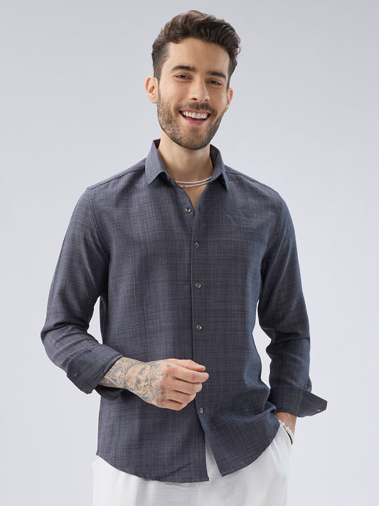 Pebble Grey Slub Textured Shirt