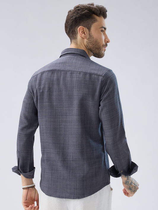 Pebble Grey Slub Textured Shirt