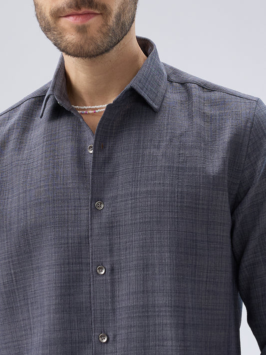 Pebble Grey Slub Textured Shirt