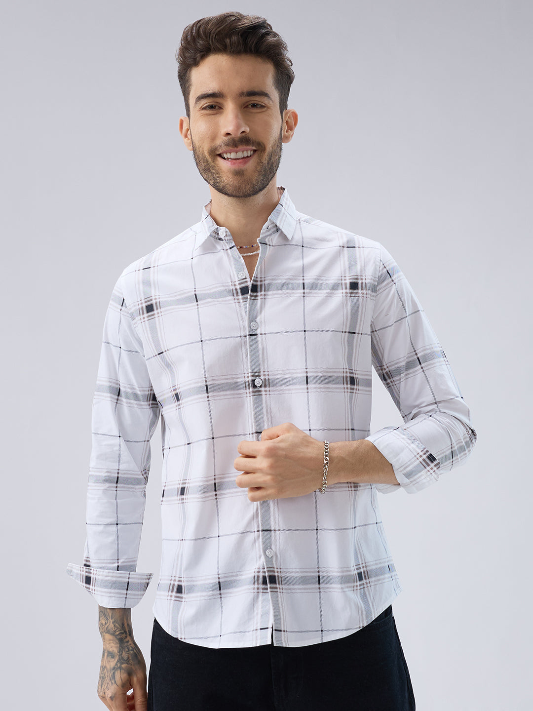 Morning Brew Neutral Checks Shirt