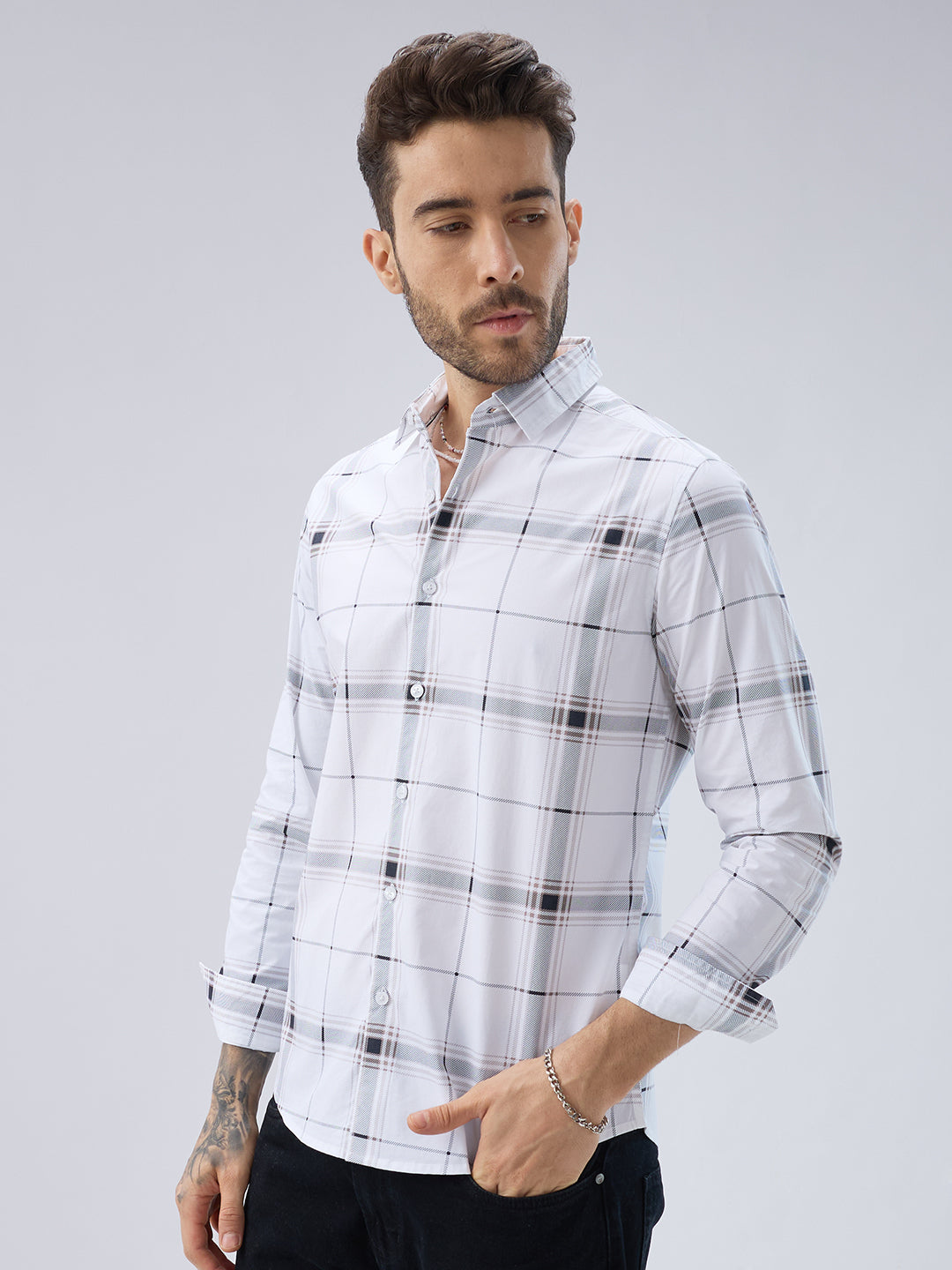 Morning Brew Neutral Checks Shirt