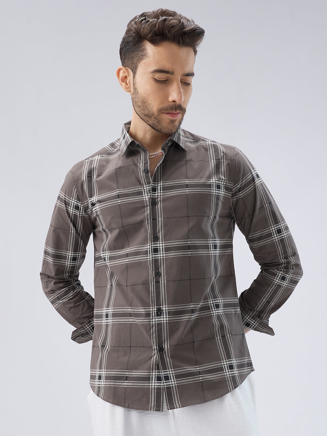 Ash Grey Everyday Plaid Checks Shirt