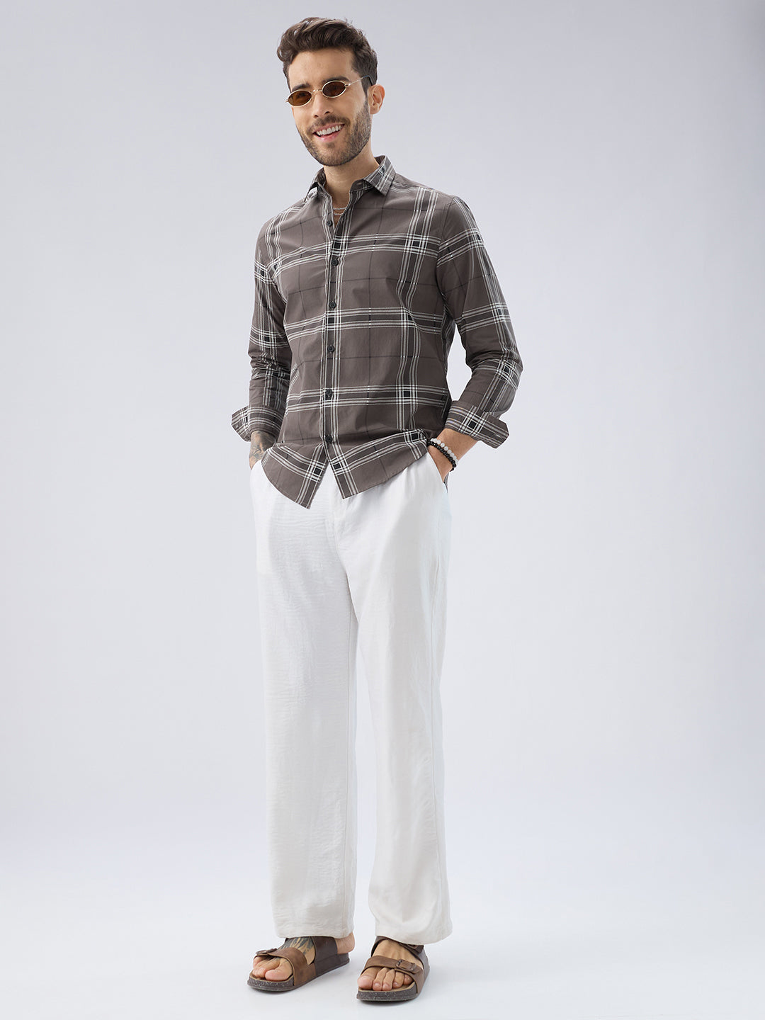 Ash Grey Everyday Plaid Checks Shirt