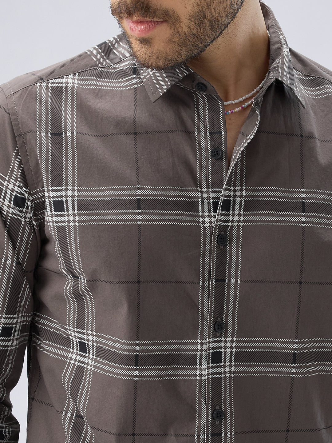 Ash Grey Everyday Plaid Checks Shirt